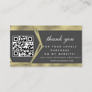 Boutique Beauty Business Thank You Gold QR Code Business Card
