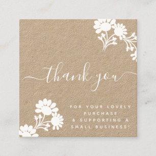 Boutique Beauty Thank You Logo Script Kraft Square Business Card