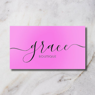 Boutique Bold Minimalist Pink Raised Spot UV Business Card