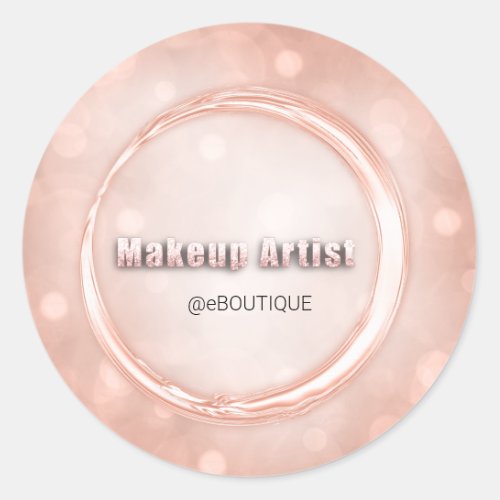 Boutique Business Name Rose Makeup Artist Classic Round Sticker