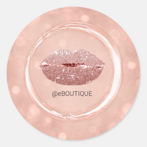 Boutique Business Name Rose Makeup Artist Kiss Lip Classic Round Sticker