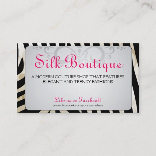 Customizable Boutique-Classy Zebra Flourish Business Cards