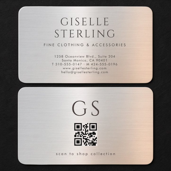 Boutique Clothing Metallic QR Code Business Card