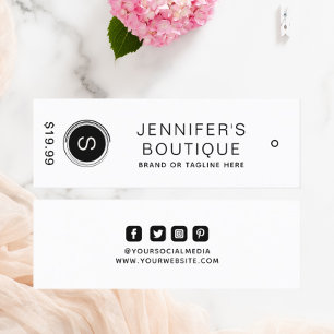 Boutique Clothing Price Tag Black White Monogram