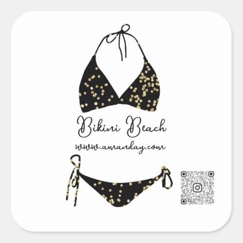 Boutique Clothing Qr Code Black White Bikini Square Sticker