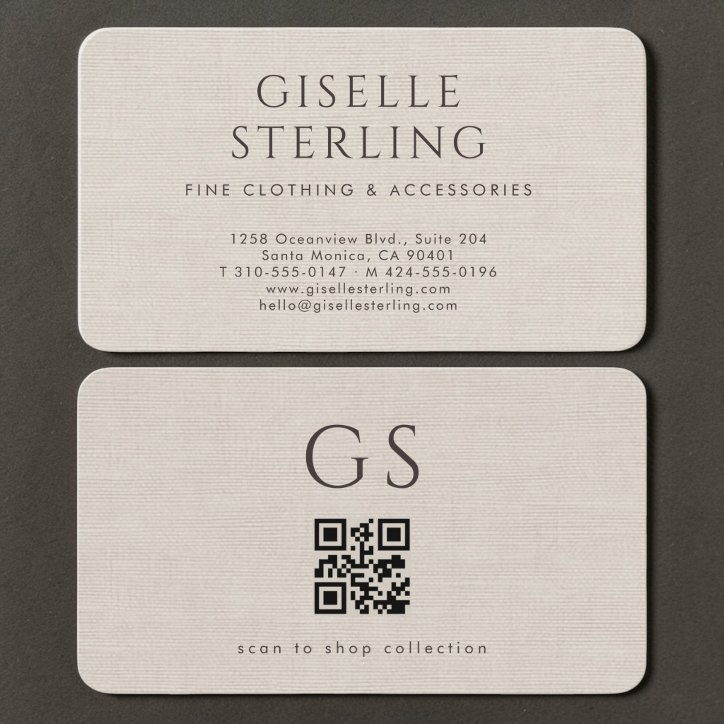 Boutique Clothing Store Linen QR Code Business Card