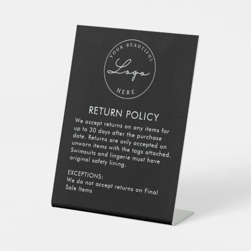 Boutique Clothing Store Return Policy Black Pedestal Sign