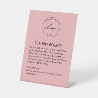 Boutique Clothing Store Return Policy Plaque Ped Pedestal Sign