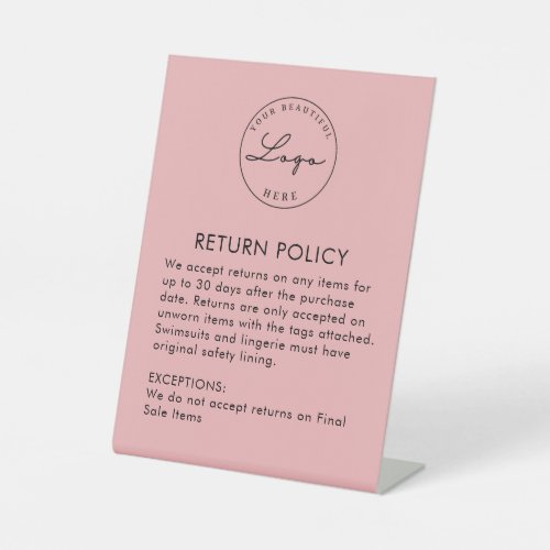 Boutique  Clothing Store Return Policy Plaque  Ped Pedestal Sign