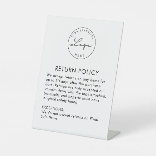 Boutique  Clothing Store Return Policy Plaque  Pedestal Sign