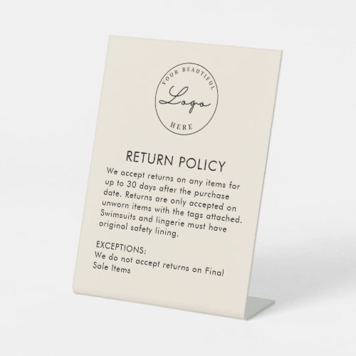 Boutique  Clothing Store Return Policy Plaque Pedestal Sign