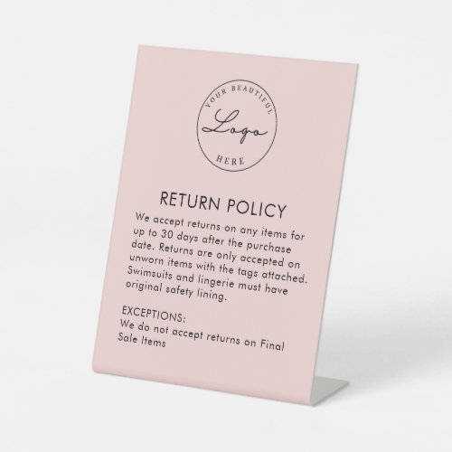 Boutique  Clothing Store Return Policy Plaque   Pedestal Sign