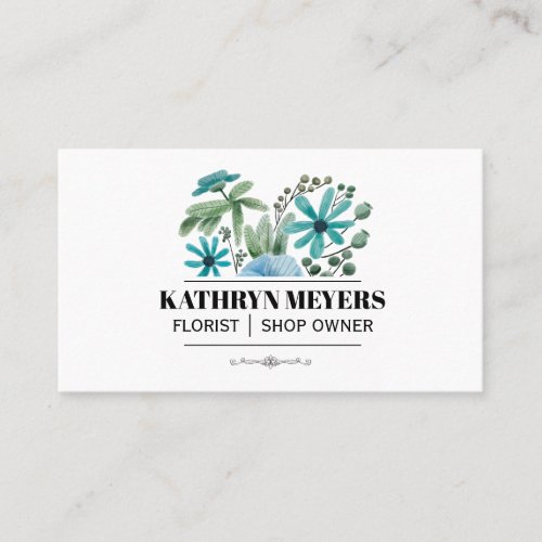 Boutique Flowers  Blue Flowers Business Card