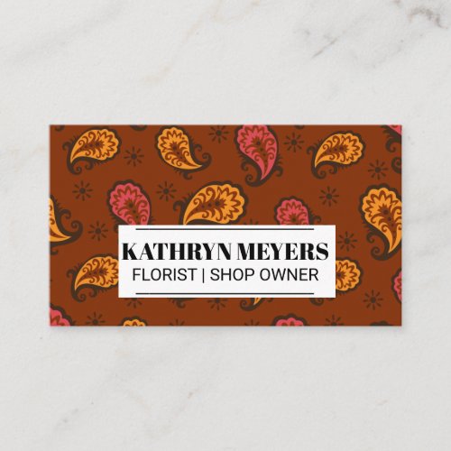 Boutique Flowers  Paisley Flower Pattern Business Card