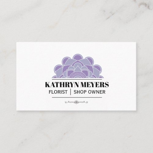 Boutique Flowers  Purple Illustrative Flowers Business Card
