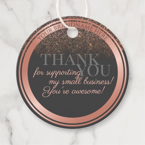 Boutique Gray and Rose Gold with Faux Glitter Rain Favor Tags