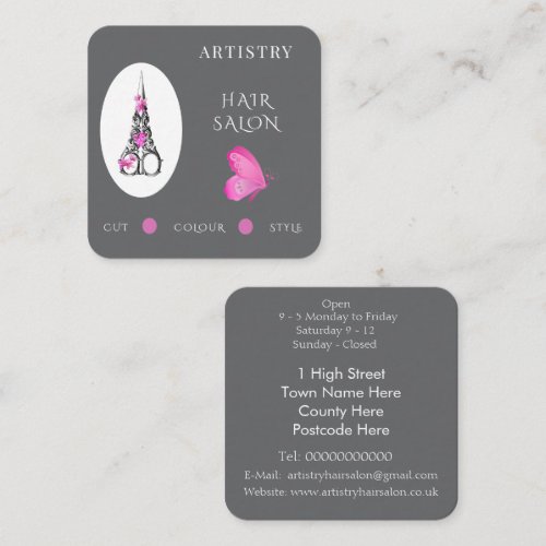 Boutique Hair Salon, Scissor Logo Square Business Card