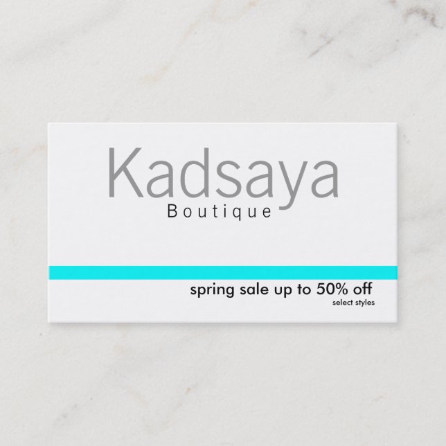Boutique Kadsaya 7 Promotion Store Business Card (Front)