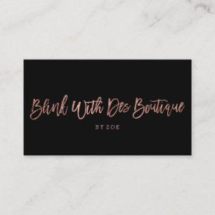 Boutique logo rose gold typography black business card