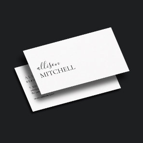 Boutique Luxury Script Unique Minimalist White Business Card