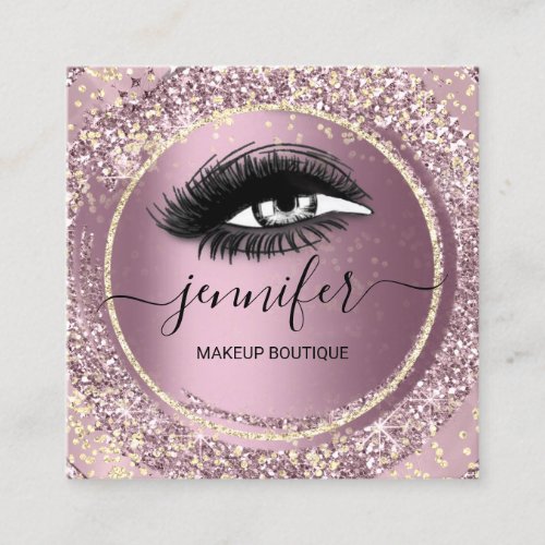 Boutique Makeup Lashes Rose QR Code Lashes Brows Square Business Card