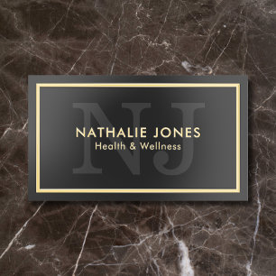 Boutique Monogram Luxury  Black Foil Business Cards