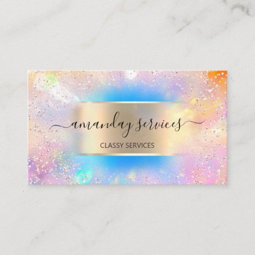 Boutique Online Shop Makeup Confetti VIP Holograph Business Card