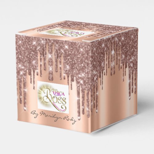 Boutique Online Shop Rose Drips Glitter Logo Favor Boxes