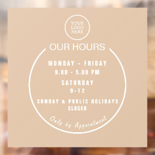 Boutique Opening Hours Window cling