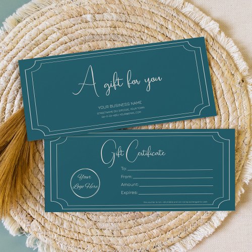 boutique petrol blue business gift certificate