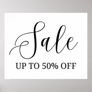Boutique Sale Sign, Up to 50% Off Retail Store Poster