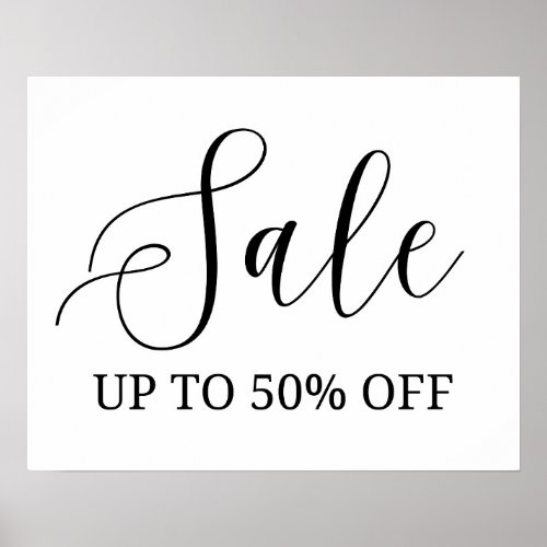 Boutique Sale Sign Up to 50 Off Retail Store Poster