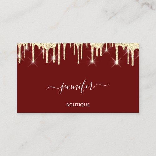 Boutique Shop Abstract  QR Code Faux Gold Drips  Business Card