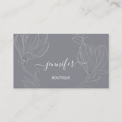 Boutique Shop Gray Pastel Flower QR Code Logo Business Card