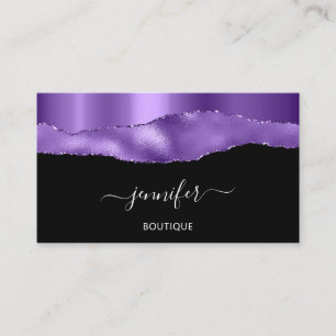 Boutique Shop QR Code Black Purple Violet Business Card