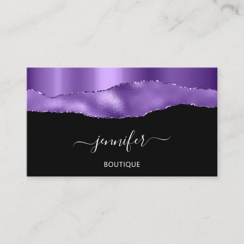 Boutique Shop QR Code Black Purple Violet  Business Card