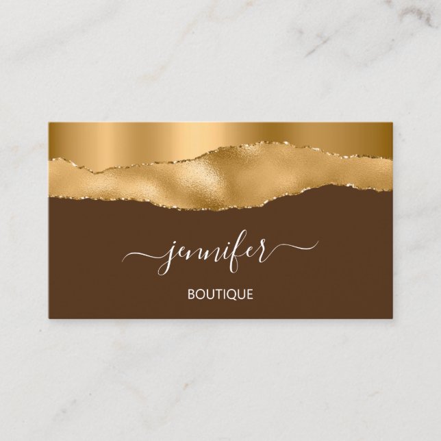 Boutique Shop Yellow Brown Gold QR Code  Business Card (Front)