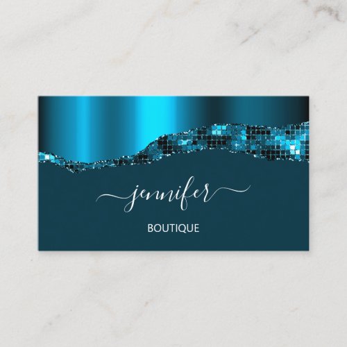 Boutique Shop Yellow Teal Blue QRCode Professional Business Card