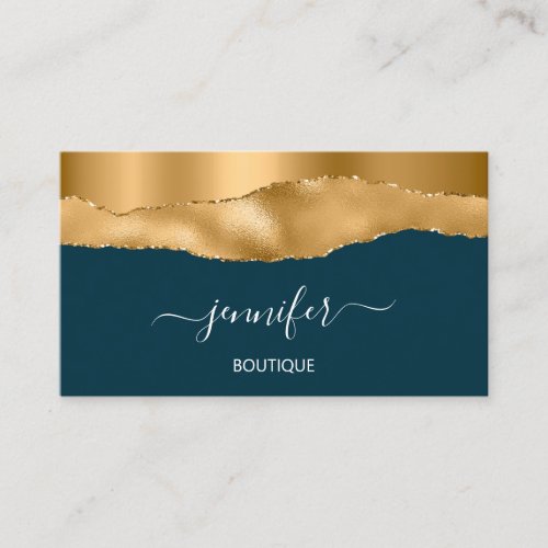 Boutique Shop Yellow Teal Gold QRCode Professional Business Card