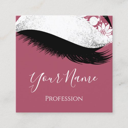 Boutique  Silver Gray Lashes Extension Rose Blush Square Business Card