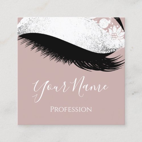 Boutique  Silver Gray Lashes Extension Rose Blush Square Business Card