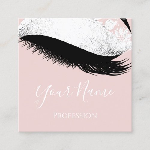 Boutique  Silver Gray Lashes Extension Rose Brow Square Business Card