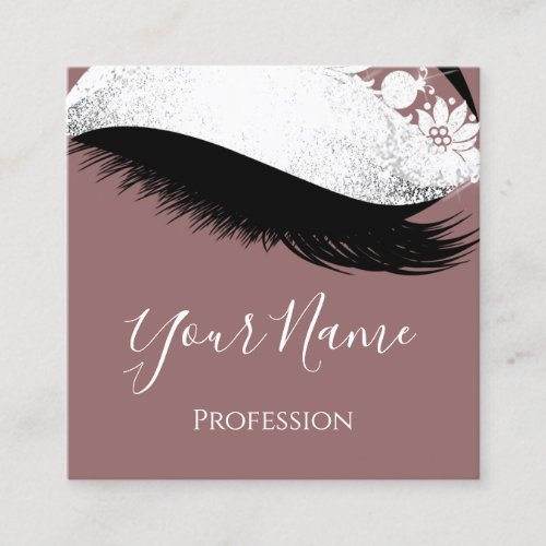 Boutique  Silver Gray Lashes Extension Rose Brown Square Business Card