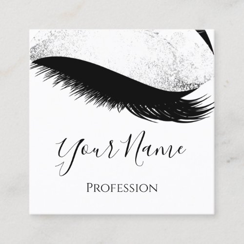 Boutique  Silver Gray Lashes Extension White Square Business Card