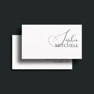 Boutique Sophisticated Luxury Script Minimal White Business Card