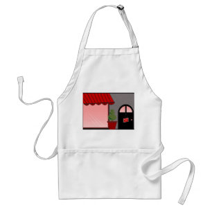 Boutique Storefront Red Black Topiary Open Adult Apron