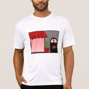 Boutique Storefront Red Black Topiary Open T-Shirt