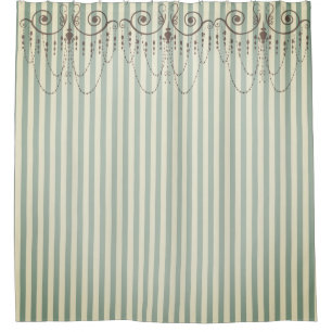 Boutique Stripes Green / Chandeliers - Shower Curtain
