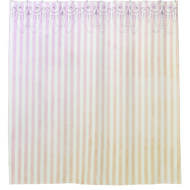 Boutique Stripes Lavender / Chandeliers - Shower Curtain (Front)