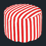 Boutique Stripes - Pouf / Ottoman Round Red White<br><div class="desc">You can add your own design and/or photos. Do it yourself and save money! TO CUSTOMIZE: To change design, style or shape, click on "CUSTOMIZE IT", after your are done with your design, select quantity then click on "ADD TO CART" to purchase. TO PURCHASE: -Select Size. (if option available) -Select...</div>